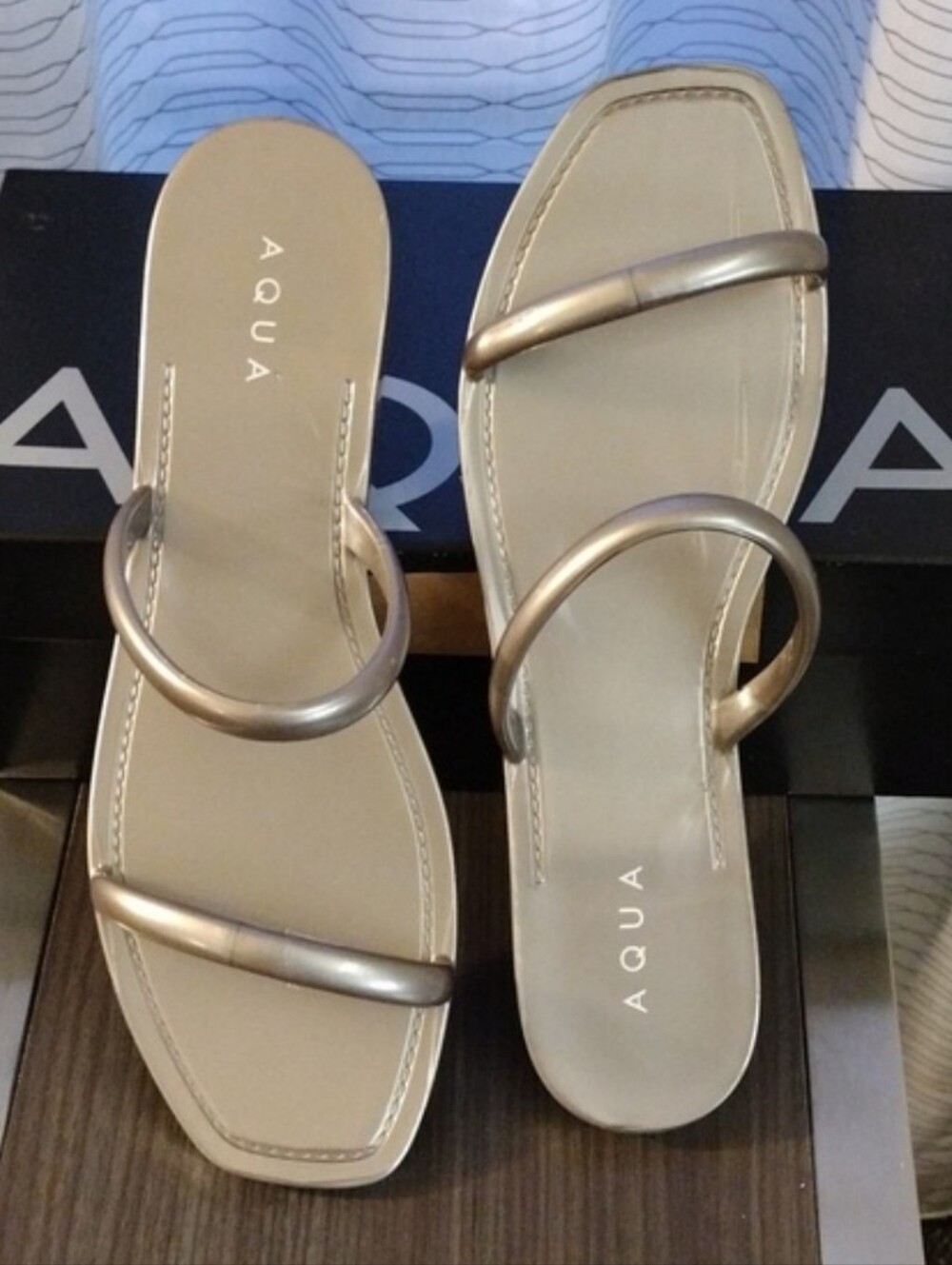 Aqua Silver Sandals Minimalist Slip-On Design